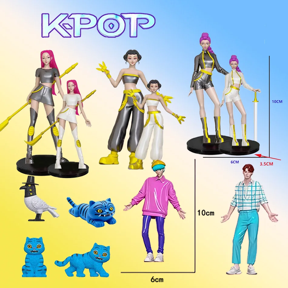 9 unids/set Anime Kpop Demon Hunters figura de acción juguete Derpys Tigre Rumi Mira Zoey Sussy estatuilla muñeca para niños Fans regalo ornamento