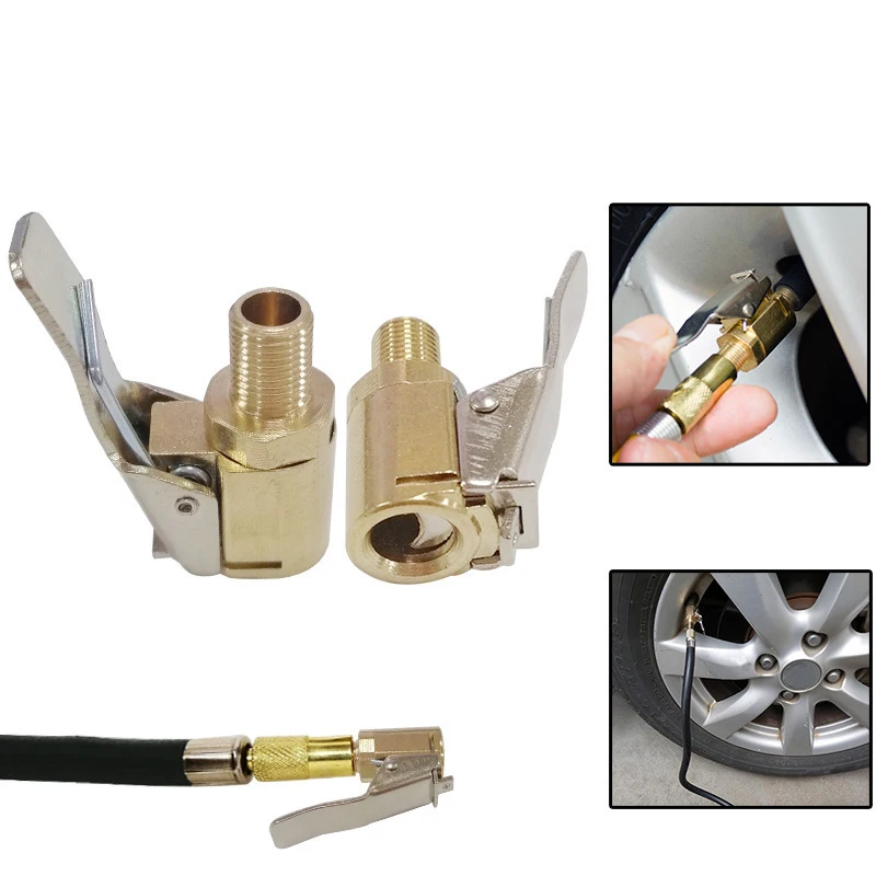 Car Tire Inflator Pump Valve Connector Air Chuck Tire Clip Lock-on Adapter Air Nozzle Brass Tyre Wheel Valve part