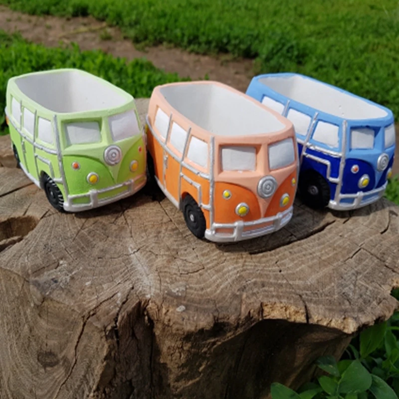 

Kombi Camper Van Concrete Cement Flower Pot Silicone Mold Succulent Planter Mould DIY Crafts