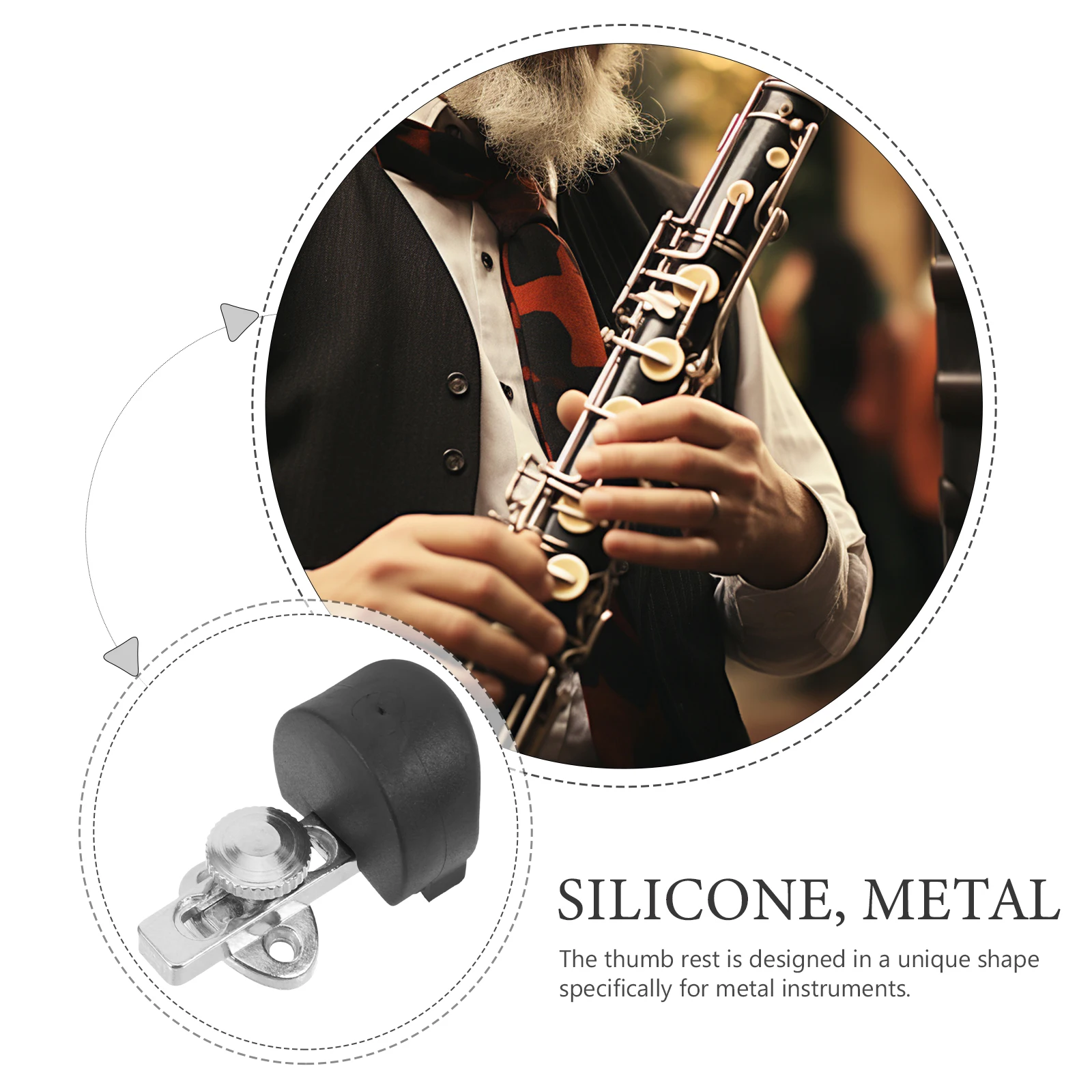 

Adjustable Oboe Rest Rubber Finger Protector Durable Woodwind Instrument Accessory Flexible Comfortable Clarinet Thumb Protector