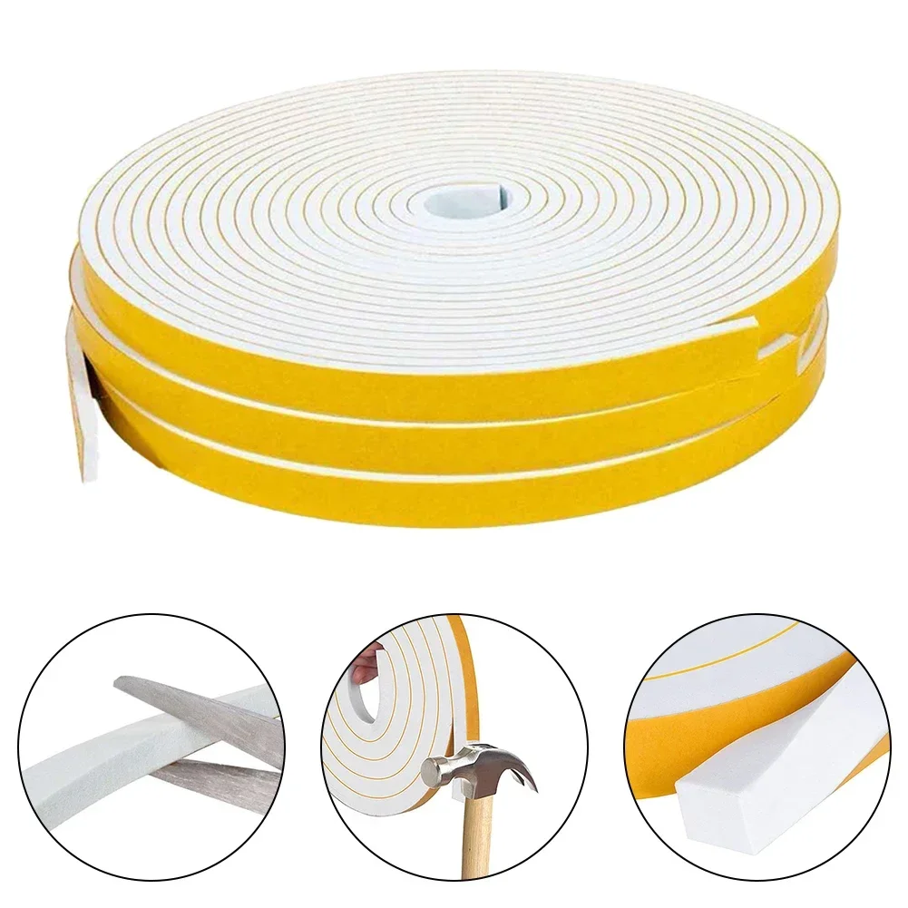 2/4/5M Rubber Seal Strip Self-adhesive Door Sealing Strip Glass Anti-collision Weather Foam Sound Insulation Strip