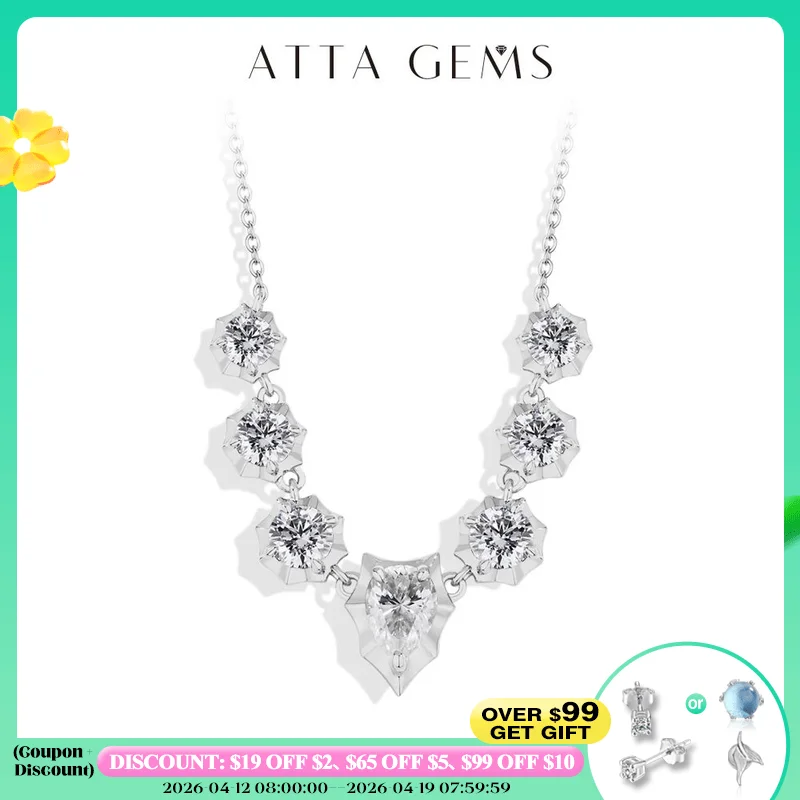 

ATTAGEMS 2.6CTW Moissanite Necklaces for Women DVVS1 Diamond Pendant S925 Silver 18K White Gold Plated Wedding Party Daily Gifts