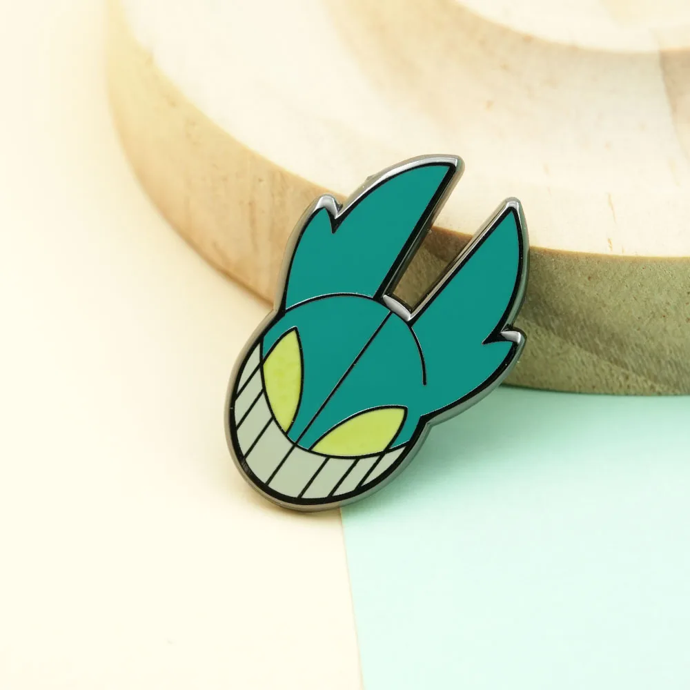 Anime MHA Deku Mask Emaille-Anstecker, Midoriya Izuku Kostüm-Brosche, Anime-Cosplay-Reversnadeln, Schmuckgeschenk für Otaku-Fans – Detail 5