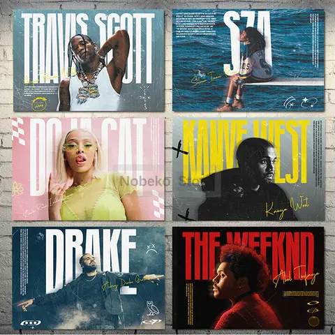 Popular Rock Hip Hop Pop Singer Drake Sza The Weeknd Portrait Poster Prints Canvas Painting Wall Art Pictures Home Room Decor
