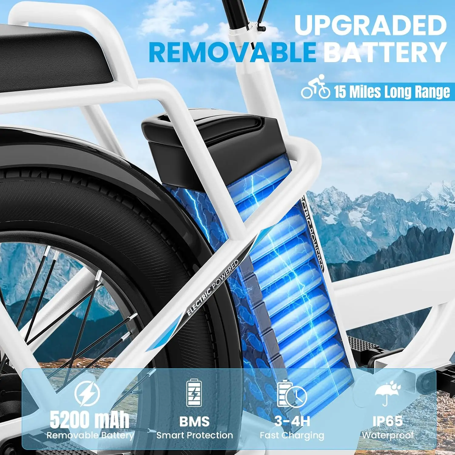 1200W Electric Scooter with Seat, 20" X 3" Off-Road Tires, 500Wh Battery, 30Miles Range, 20MPH Top Speed