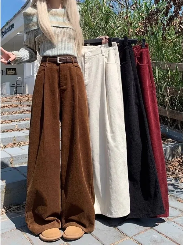 

plus Size American Sle Faion Pure Color Wide Leg Pants Men Women Autumn Winter Loose Versatile Straight Casual Trousers