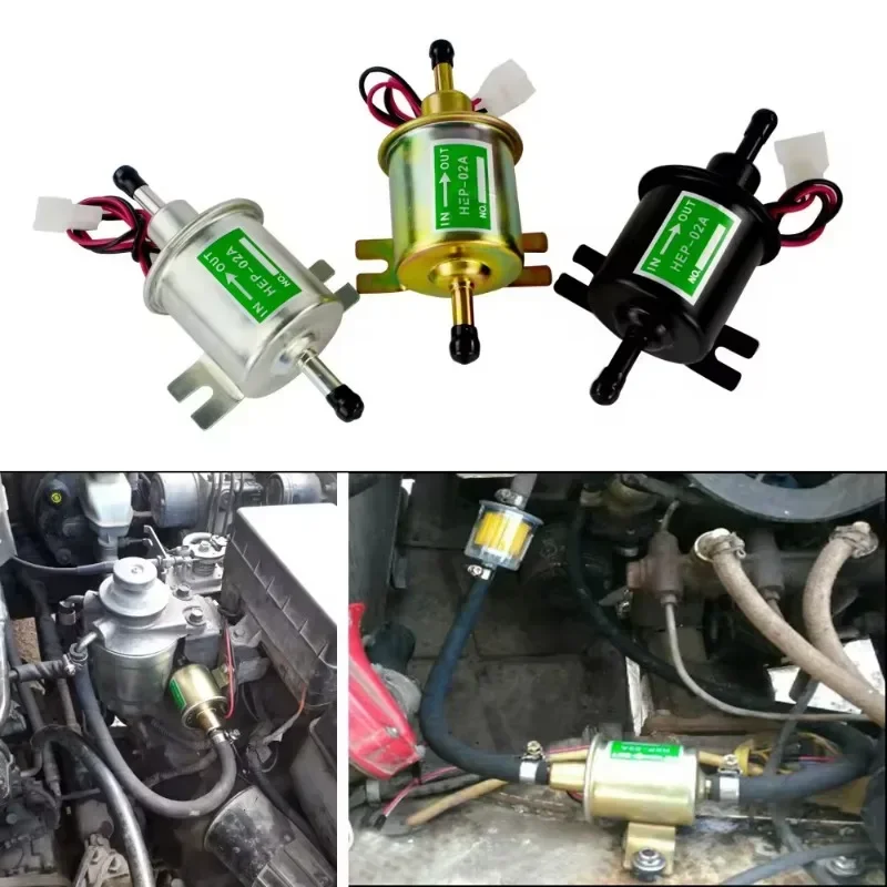 Low Pressure General Diesel Gasoline12V/24V Electric Fuel Pump HEP-02A Low Pressure Fuel Pump for Carburetor Motorcycle ATV