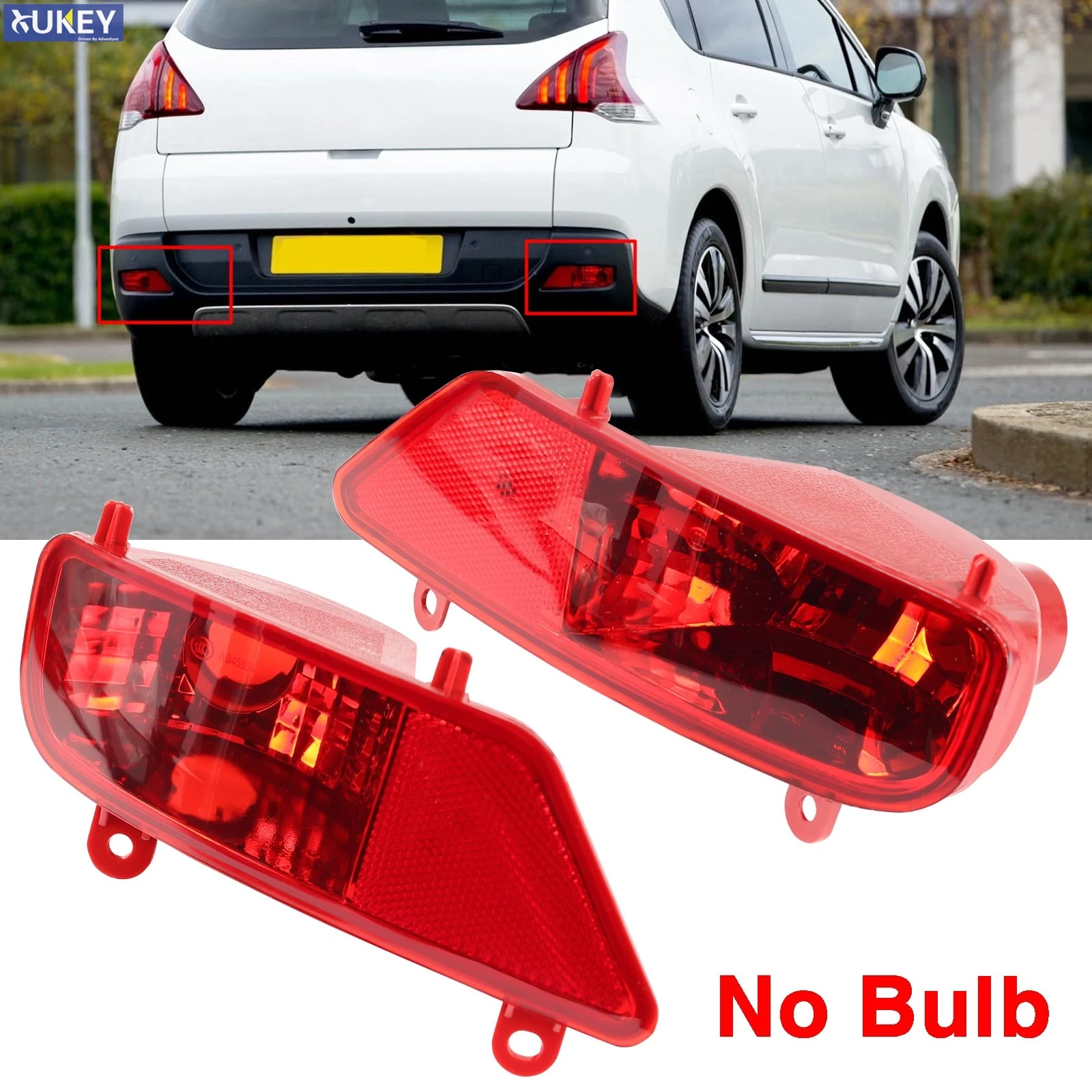 Rear Bumper Reflector Light Fog Lamp Cover For Peugeot 3008 2009 2010 2011 2013-2015 Red Rear Fog Light Assembly 6350HG 6351HG