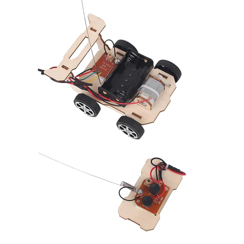 STEM Kid Wooden DIY Assembly Electric Toy Wireless Remote Control Car Assembly Educational Science Experiment Kit