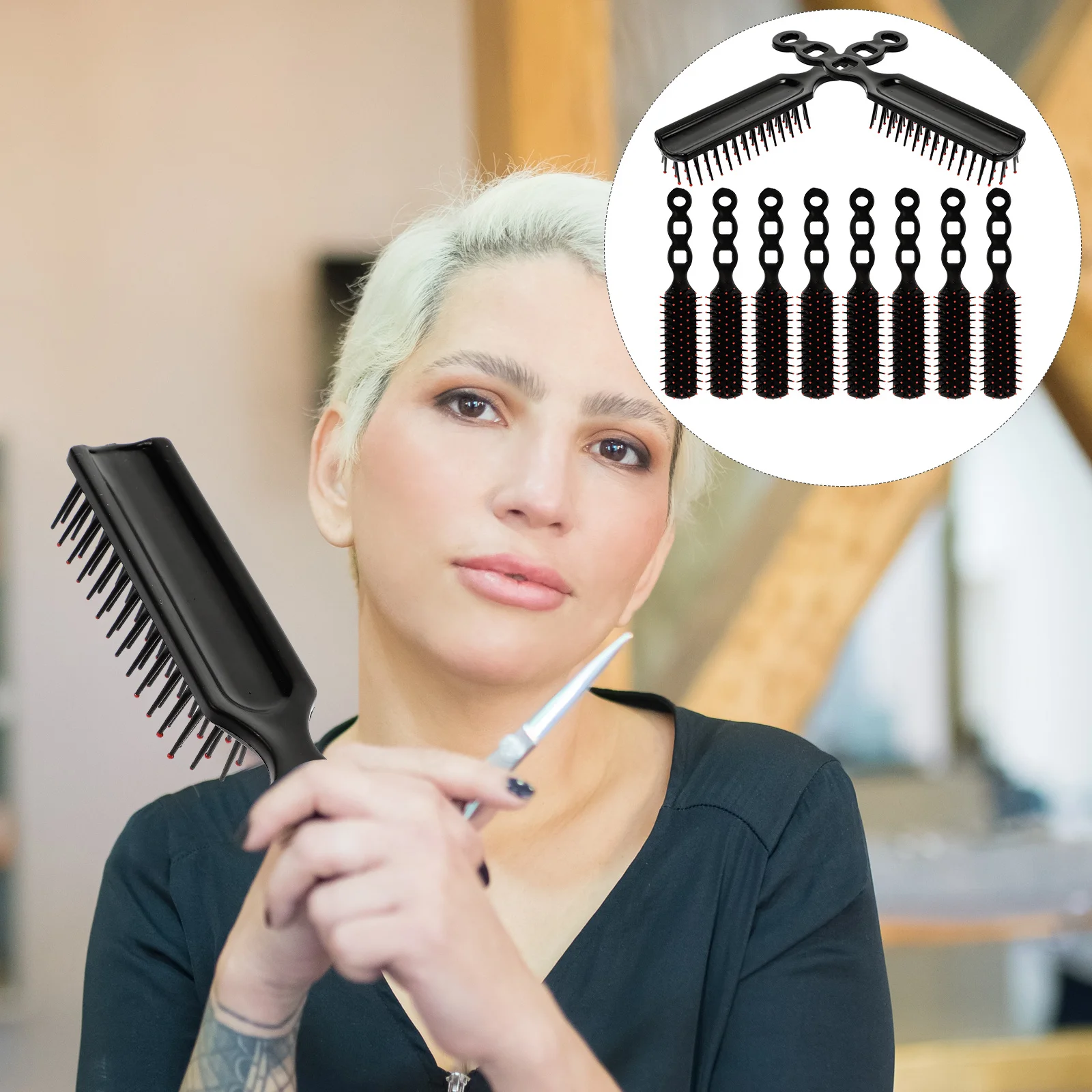 12 قطعة فرش شعر للنساء وسادة هوائية أمشاط تدليك فروة الرأس مدلك وفك تشابك وسادة بلاستيكية أمشاط لجميع أنواع الشعر #6