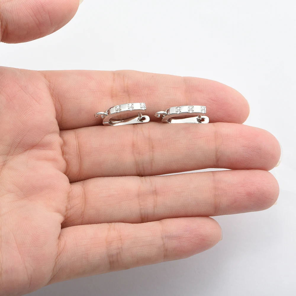 1 زوج أقراط خطاف نحاسي مع اكسسوارات الزركون DIY بها بنفسك مستلزمات صناعة المجوهرات هيبوالرجينيك 18K الذهب/الروديوم مطلي