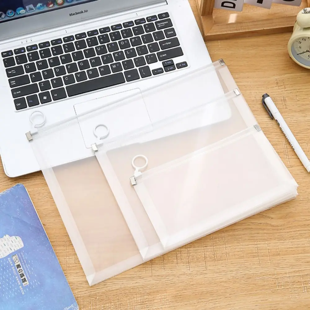 Simple A4/A5/A6 File Bag Transparent Waterproof Document Folder Zipper Design Handheld File Folder Students