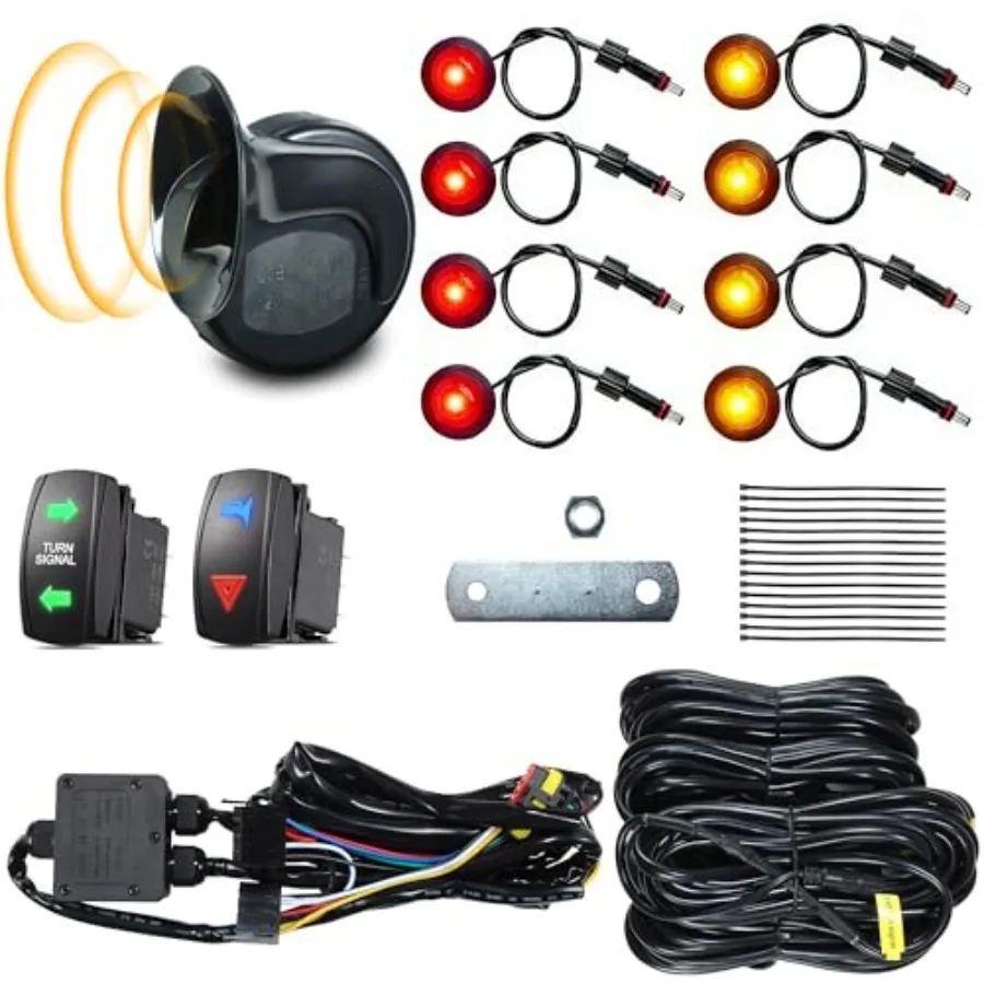 

Universal UTV Turn Signal Kit Plug-and-Play Kit 12V Horn and Pre-wired . Street-Legal UTV ATV Blinker For Polaris CFMOTO Kawasa