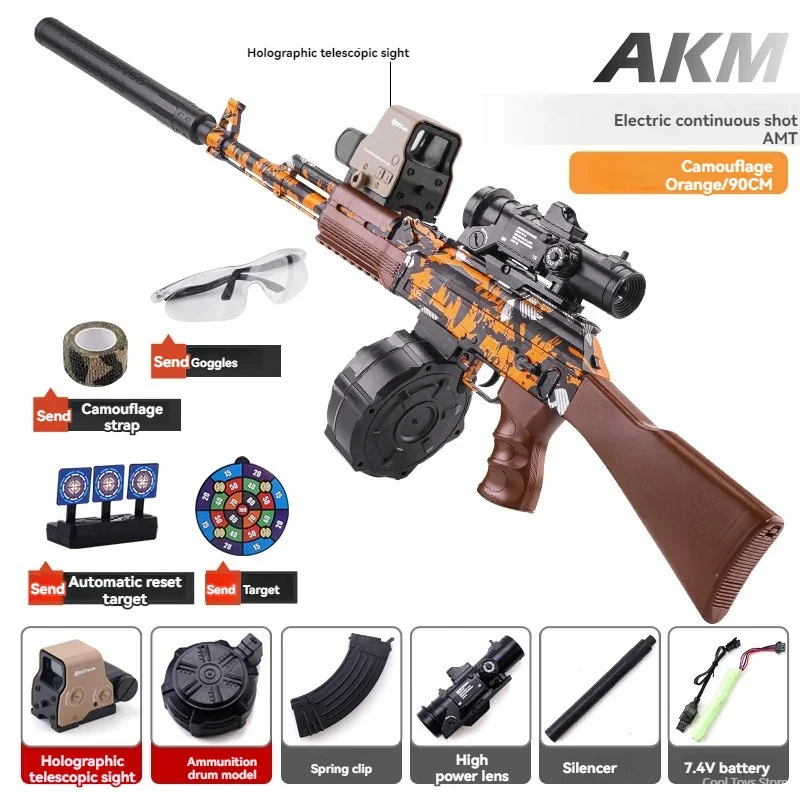 AK47 Rifle Toy Gun Water Gel Ball Paintball Hydro Gun Electric Manual 2 Modes Down Feed Big Model Adult Boys Kid for CS Fighting