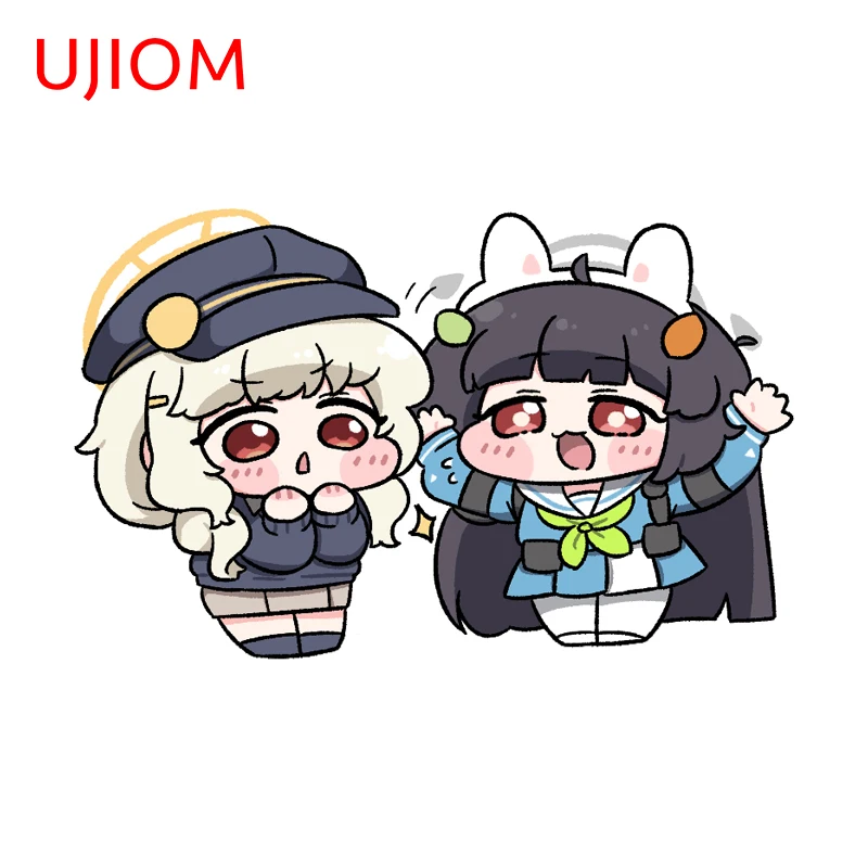 UJIOM Q Edition Blue Archive Two-character Kawaii Wall Sticker Interesting Eye Catching For Computer Case Wallpaper Home Decor