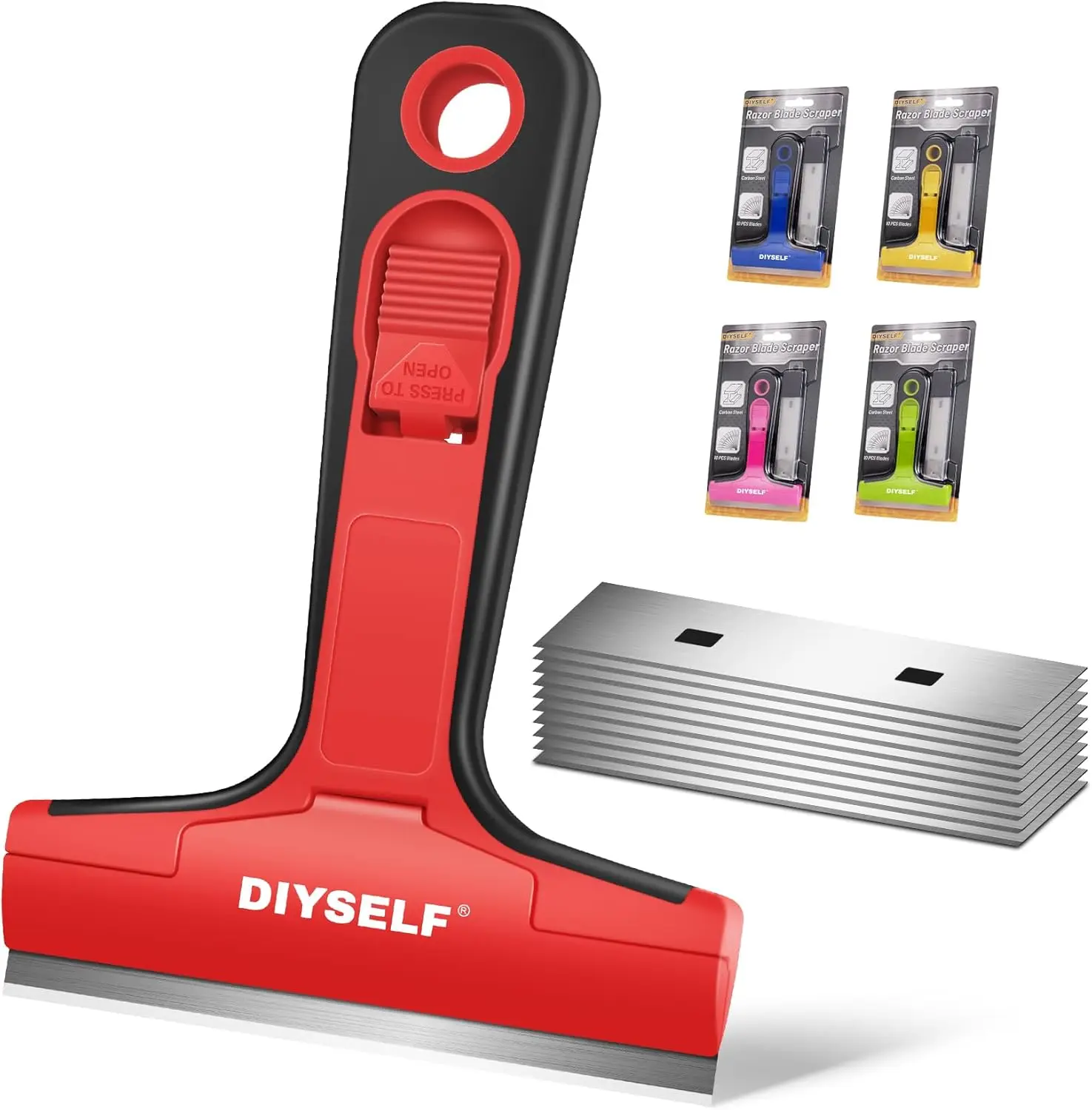 

Razor Blade Scraper with 10 Blades for Cleaning Glass, Stove Top, Window, Tile, Sticky Residue