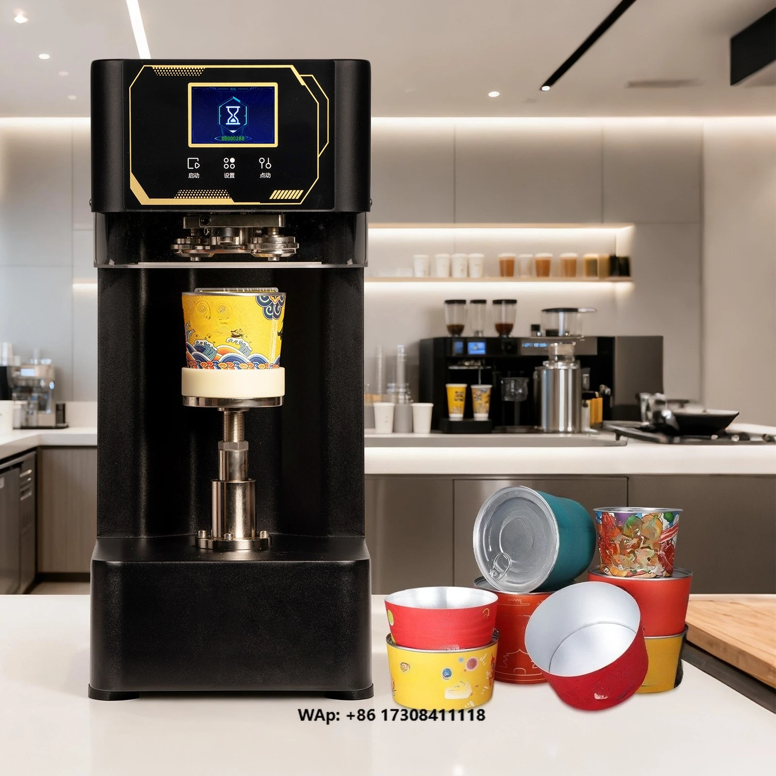 Commercial Fully Automatic Non-Rotating Sealing Machine for Milk Tea Beverage Bottles Paper Bowls Aluminum Cans Aluminum Bowls