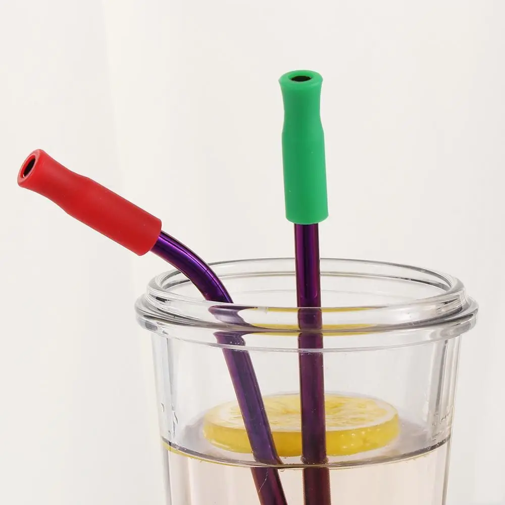 10/20pcs Washable Teeth Protector stainless steel Tip drinking straw straws cap Straw sleeve silicone cover
