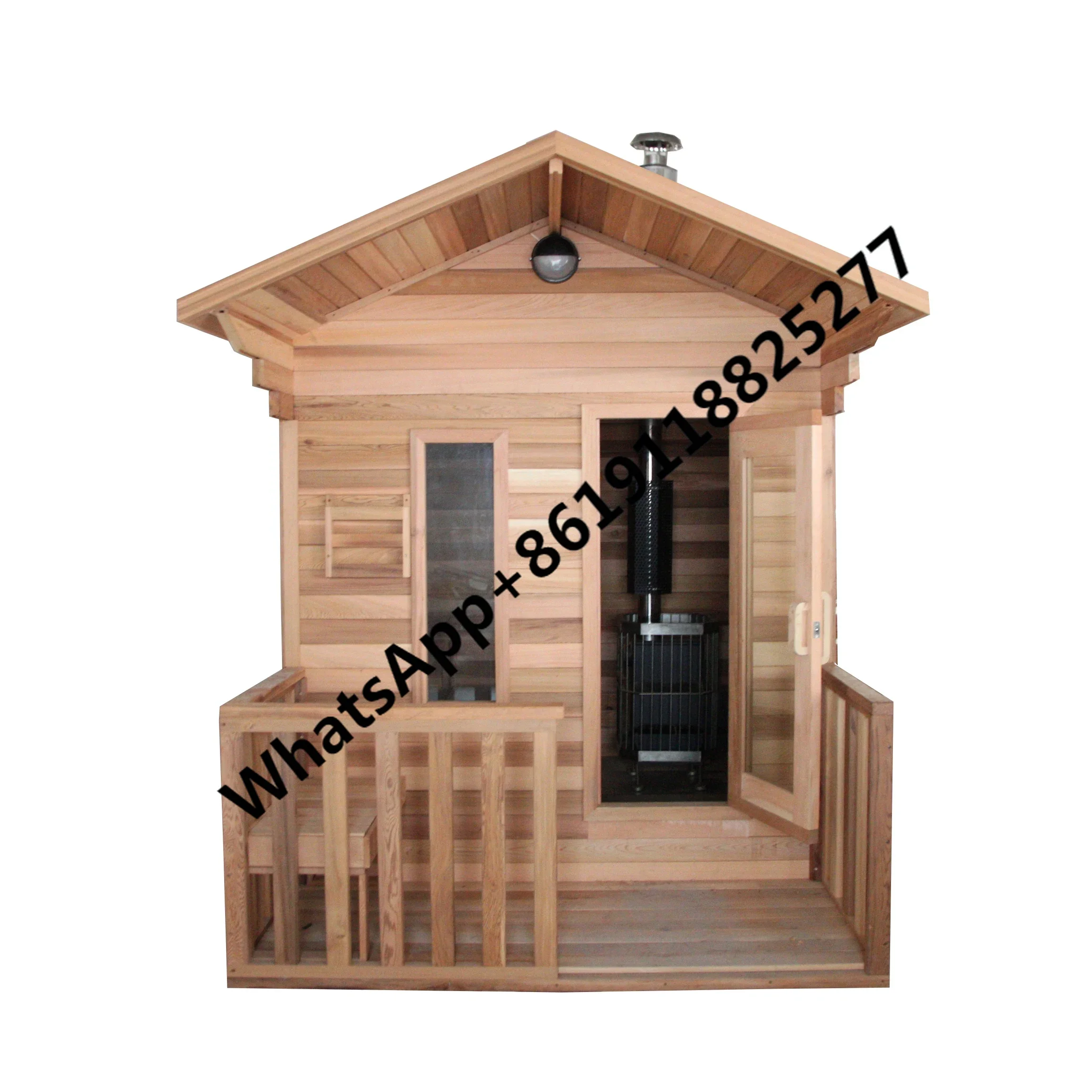 

Садовая сауна большого размера с дровяной кабиной для релаксации