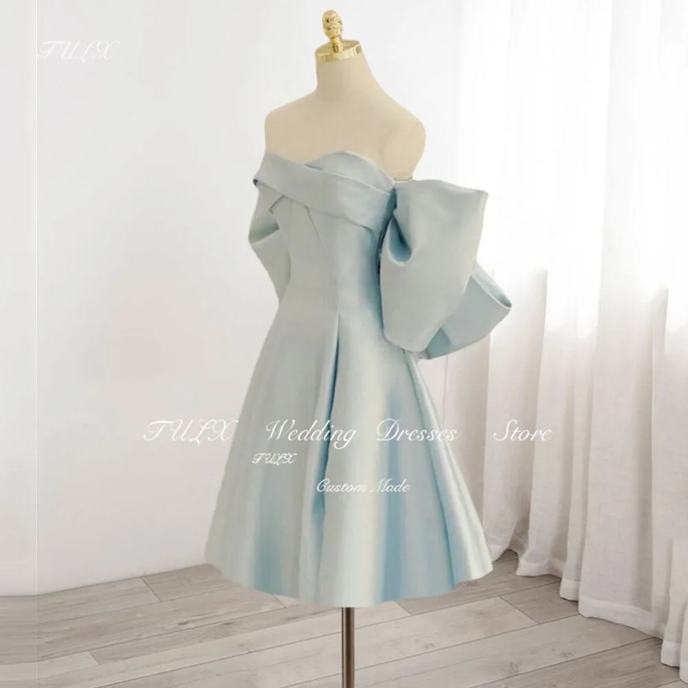 

TULX Blue Short Party Prom Dresses Sweetheart Bow Back Cocktail Dress Mini Birthday Evening Gowns Above Knee Customized 2025
