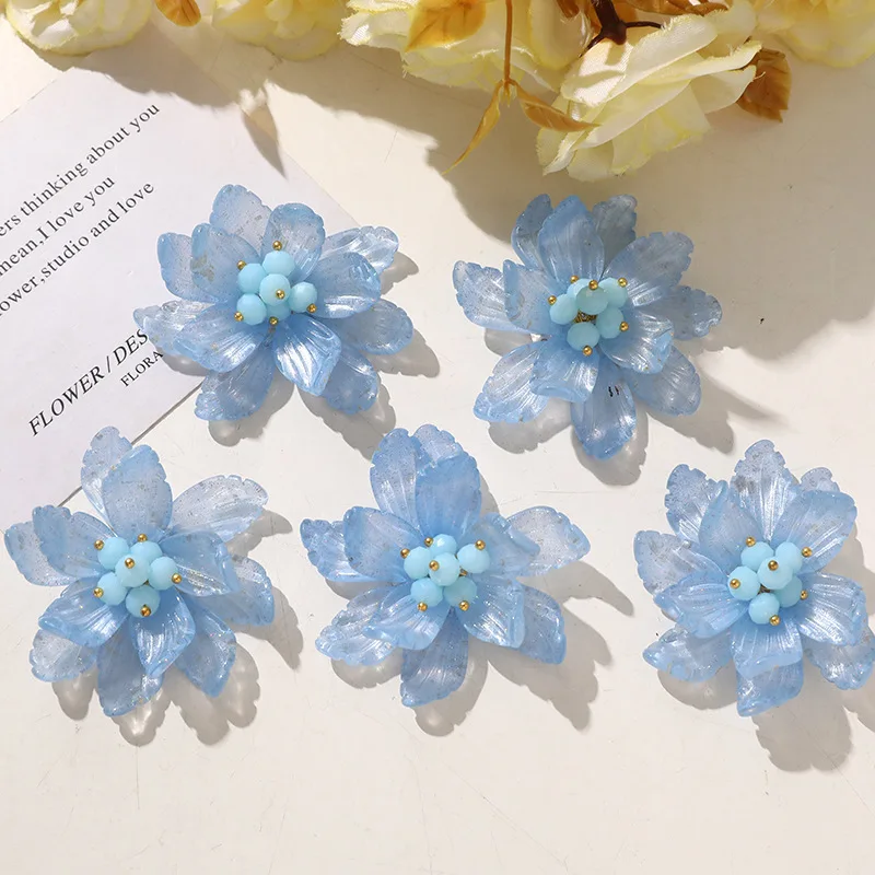 Shoe Clip Blue Glass Crystal Iris Flower 1 Piece Summer Ocean Vacation Versatile Lightweight DIY Accessory for Clogs Jelly