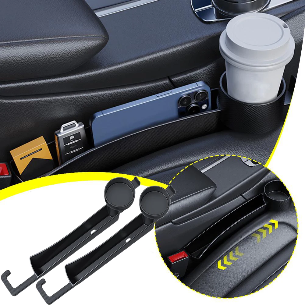 

Наполнитель зазора автомобильного сиденья, органайзер с двумя слотами для автомобильного сиденья с подстаканником, хранилище зазора автомобильного сиденья для ключа-кошелька для мобильного телефона