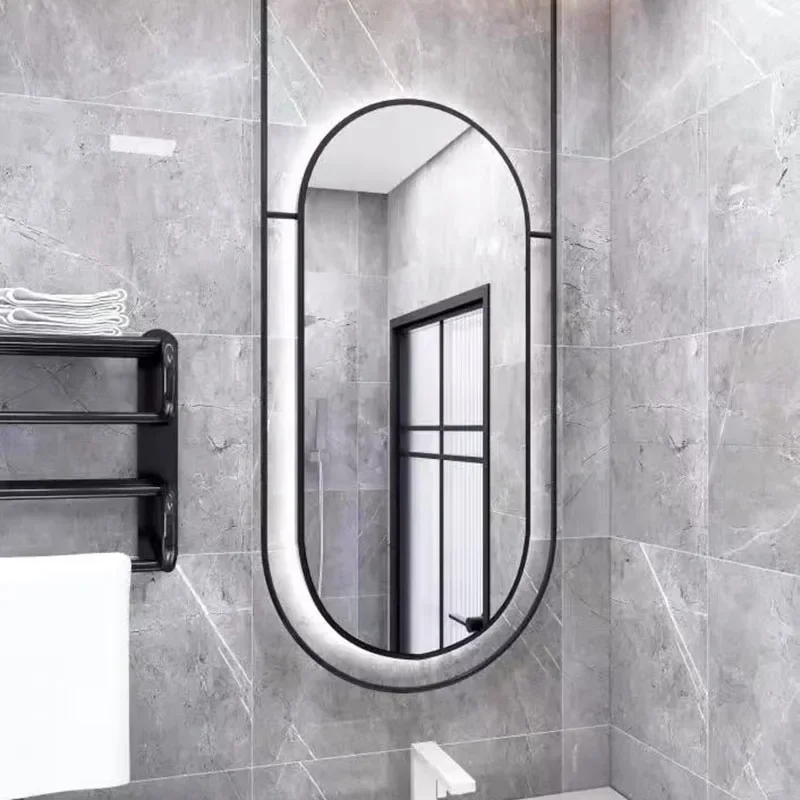 Ceiling Hanging Bathroom Mirror Rectangular Metal Decorative Mirror Black Frame Espelho Para Banheiro Shower Mirror