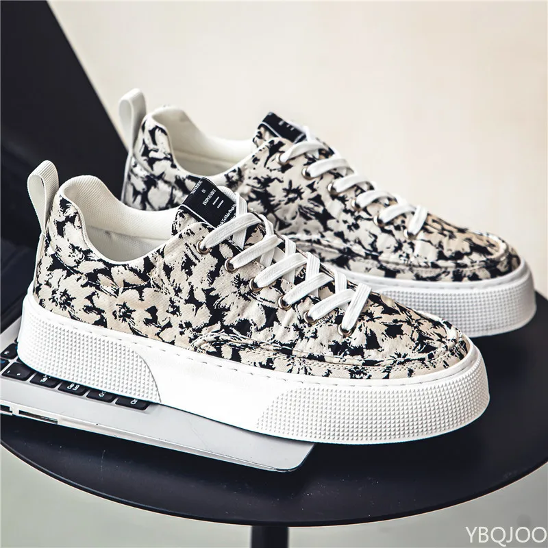 Zapatos de lona cómodos y transpirables para hombre, calzado informal con suela gruesa, versátil, a la moda, para primavera y verano