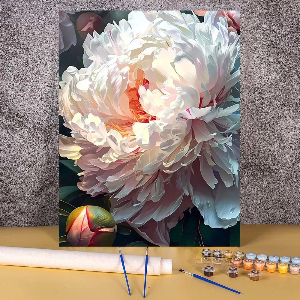

Peony Flowers DIY Digital Oil Painting Kits Colorful Handmade Painting By Numbers Home Wall Decoration Handmade Crafts Gift