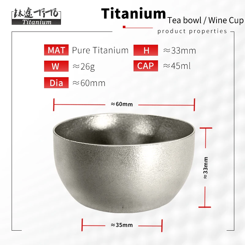 TiTo-고품질 애프터눈 티 컵, 술 샷 컵, 이중 벽 음료 용기, 맥주 주스 머그잔 45ML, 티타늄 와인 티 컵, 차 그릇