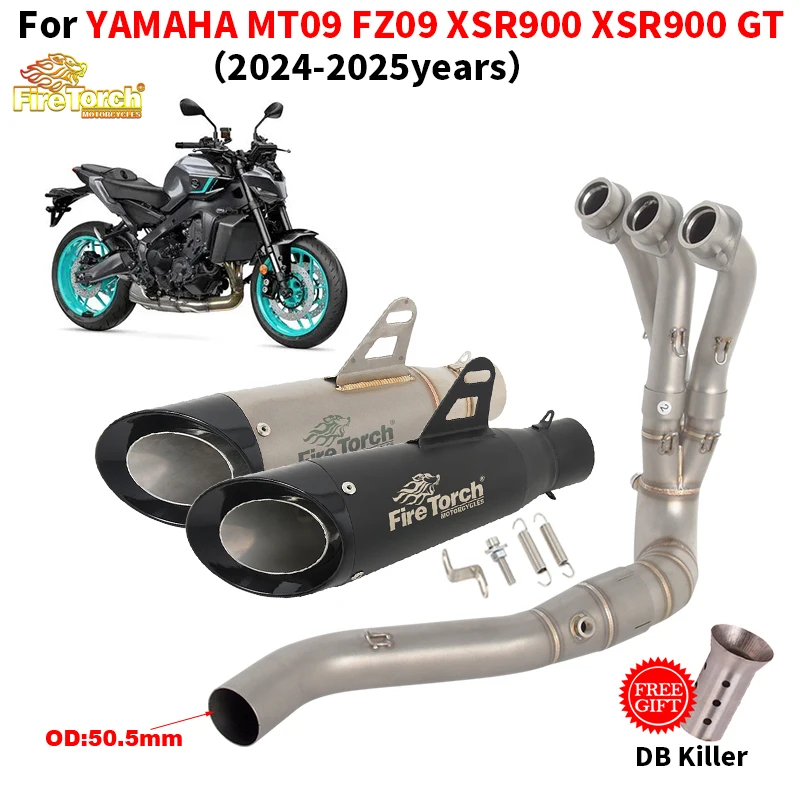 

Slip On For YAMAHA MT09 MT 09 FZ09 FZ 09 XSR900 XSR 900 GT 2024 2025 Motorcycle Exhaust System Front Link Pipe With Muffler Moto