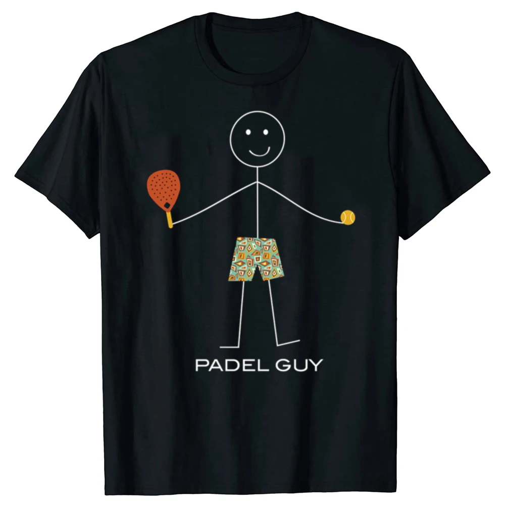Funny Padel Guy Stick Figure Graphic T Shirts Men Women Cotton Humor Streetwear Tee Shirt Short Sleeve Unisex Loose Clothing