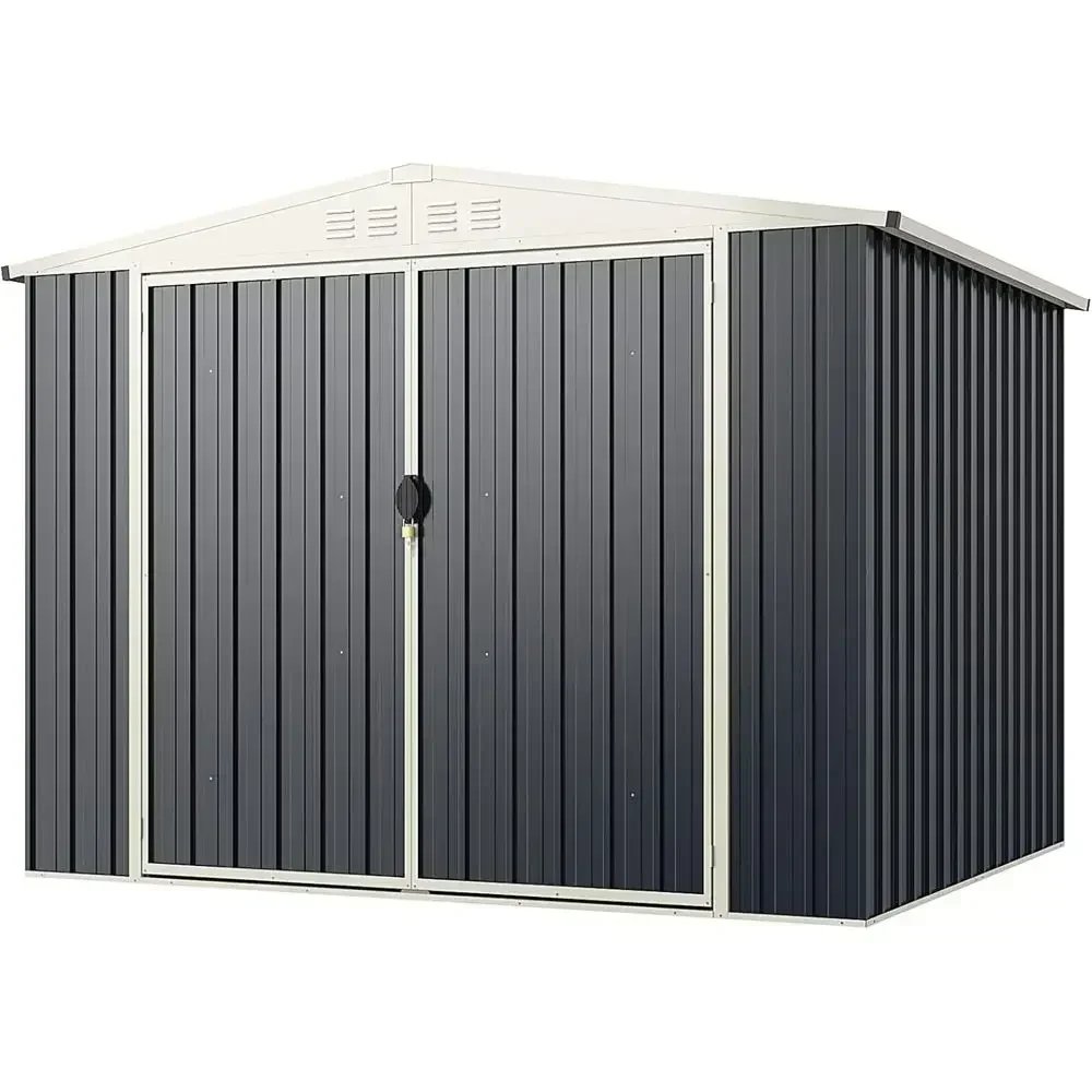 7.5 ft x 6.3 ft Galvanized Metal Storage Shed with Lockable Door for Outdoor and Garden Use
