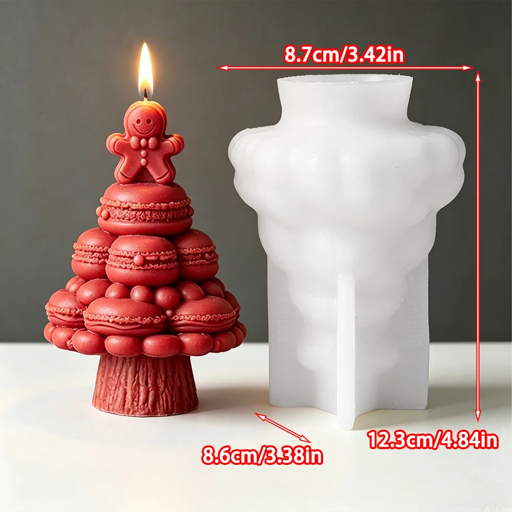 Gingerbread Macaron Christmas Tree Candle Silicone Mold Resin Clay Holiday Table Decor Winter Family and Friends Mutual Gifts