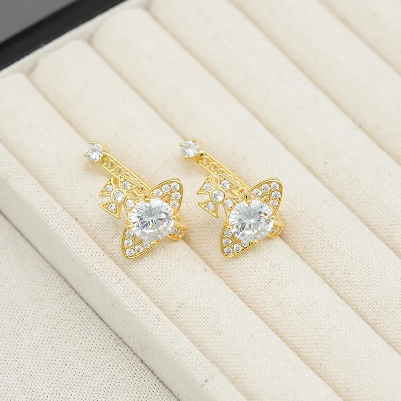 

New Full Diamond Zircon Unique Personality Earrings High Sense French Retro Earrings Exaggerated Temperament Exquisite Women