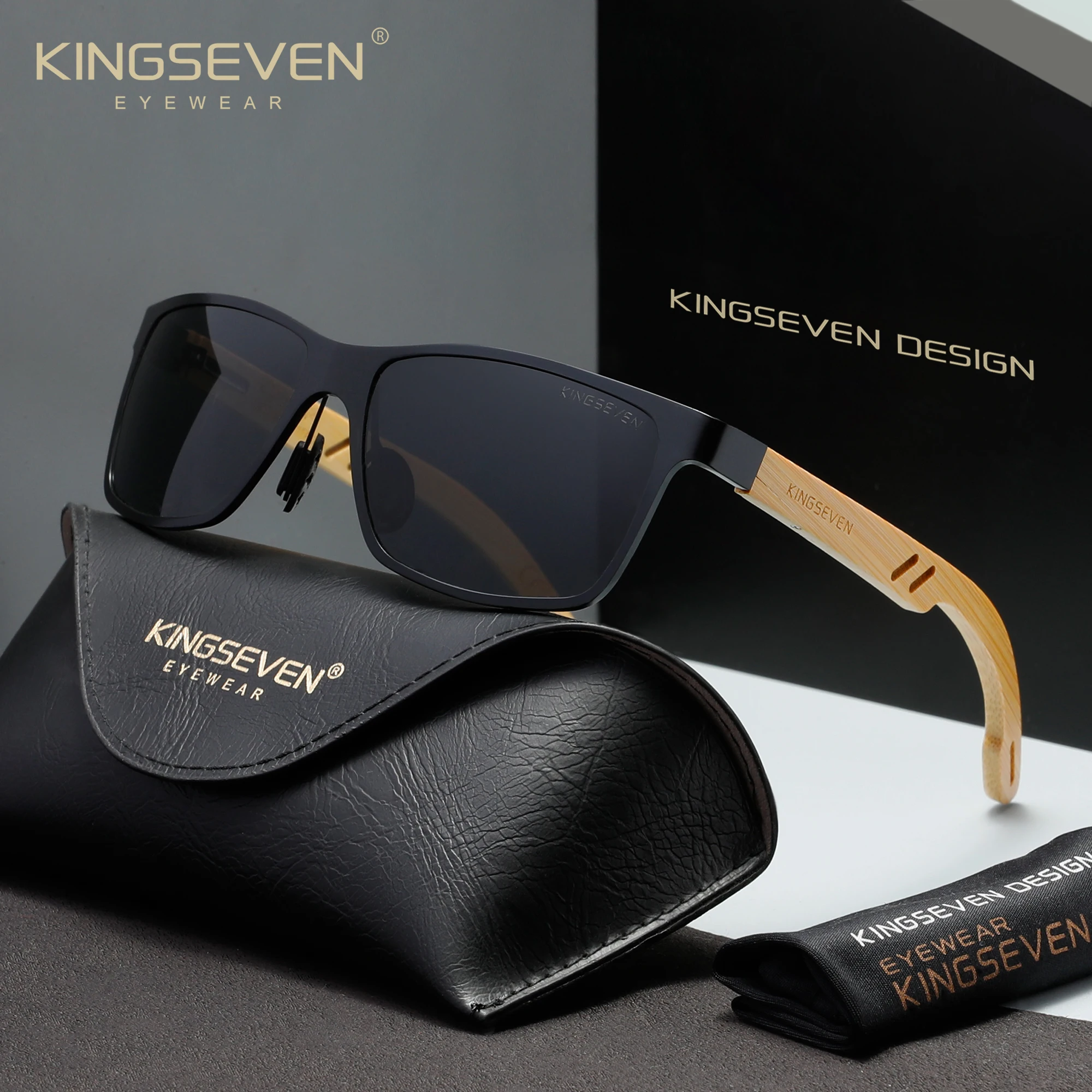 KINGSEVEN Polarized UV400 Sunglasses Men Women Bamboo Natural Wooden Fashion Glasses Outdoor Driving Casual Luxury Eyewear Frame