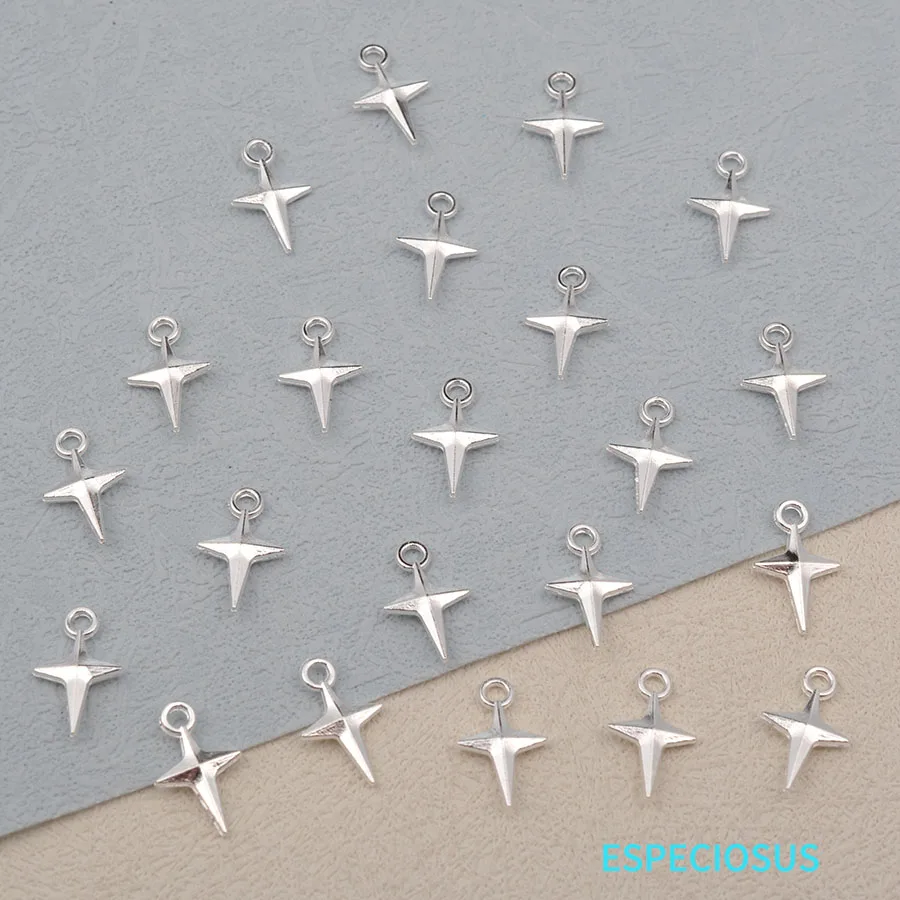 Silver Color Plated Alloy Four Pointed Star Charms Necklace Fittings Metal Pendants For Bracelet Departments Jewelry Accessories