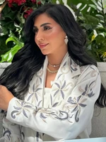 Eid broderie ouvert Abaya femmes imprimer Cardigan Robe musulmane dubaï maroc caftan Ramadan saoudien Robe robes Largos Caftan 2025 3