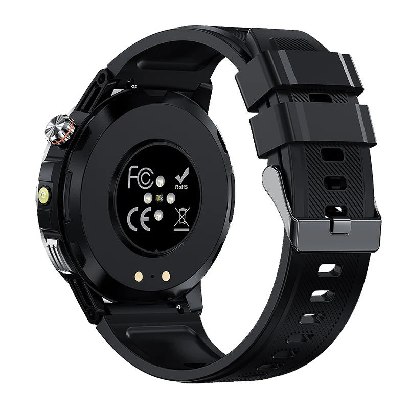 YK06 1.53インチHDスクリーンLEDライトコンパス40日間バッテリーBT通話HR SpO2モニター睡眠追跡マルチスポーツモードIP68スマートウォッチ