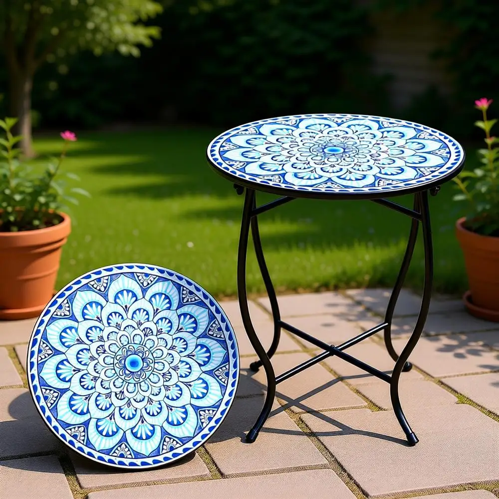 

Металлический приставной столик для улицы, 14 дюймов, устойчивый к атмосферным воздействиям, для патио, балкона, сада, использования в помещении