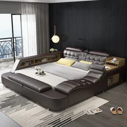 Wood Headboard Multifunctional Bed Luxury King Size Luxury Queen Double Bed Modern Drawers Letto Matrimoniale Bedroom Furniture