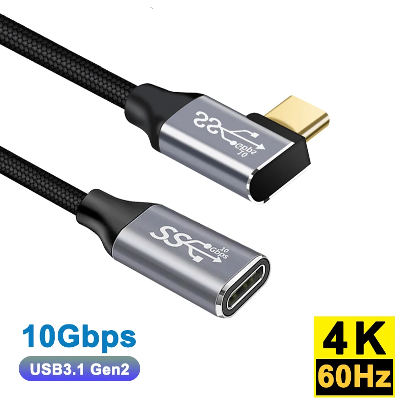 USB3.1 Gen2 USB C Extension Cable for MacBook Pro Samsung Xiaomi PD 100W 5A Fast Charging 4k@60Hz Video Output 10Gbps Data Cord