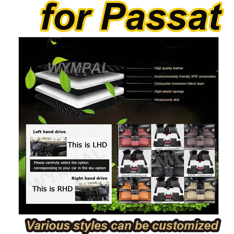 

LUXURY Car Floor Mats For Passat 2019 2018 2017 2016 2015 2014 2013 2012 Auto Interior Styling Waterproof Carpets