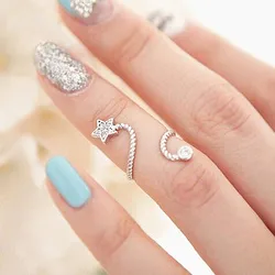 New Arrival Punk Cool Charms Nail Sets Jewellery Finger Rings / Fake Nail Art Rings Women 2024 HOT Adjustable Opening Ring Gifts