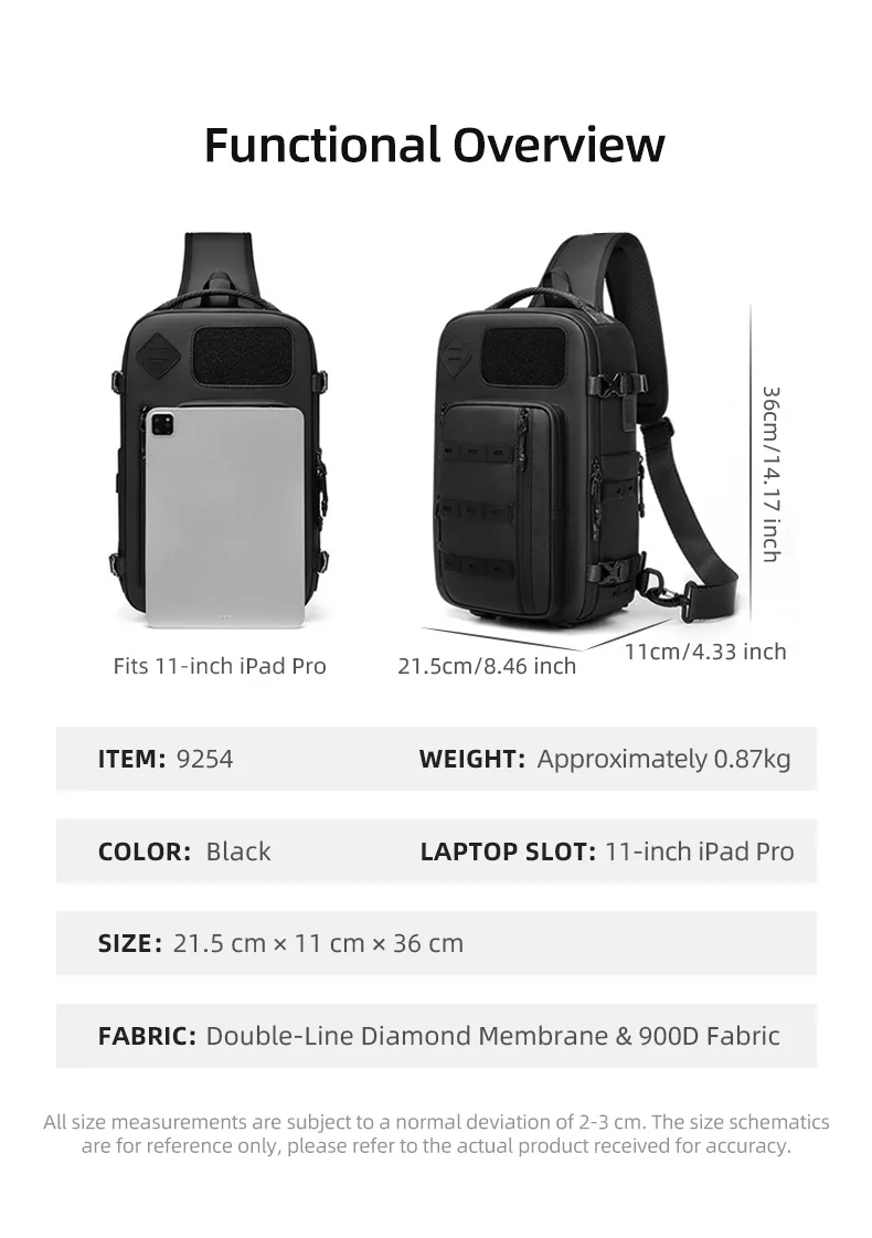 Cross Shoulder Bag Man Chest Bag Waterproof Tactical Waist Messenger Bag Zipper Fashion Outdoor