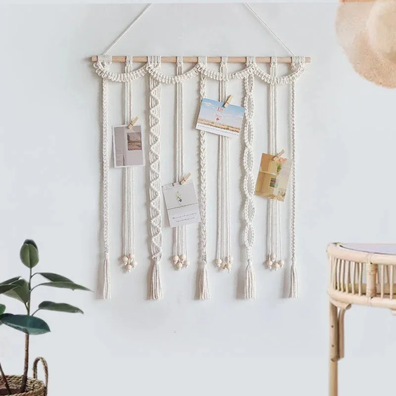 Familienfoto-Wandteppich, Makramee-Wandbehang mit Quaste, Eid-Ramadan-Dekoration, Einweihungsgeschenk