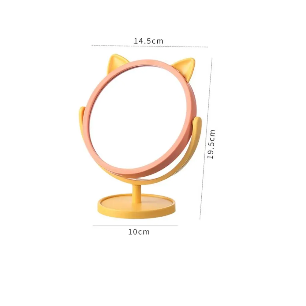 Cute Desktop HD Vanity Mirror Cat Ear 360 Rotation Single Side Makeup Mirror Cartoon Multifunctional Makeup Princess Mirror