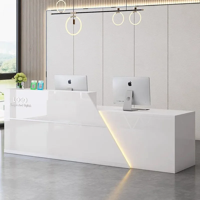 

White Pulpit Front Desk Lectern Modern Office Checkout Standing Office Shop Counter Receptionist Register Bureau Shop Furniture