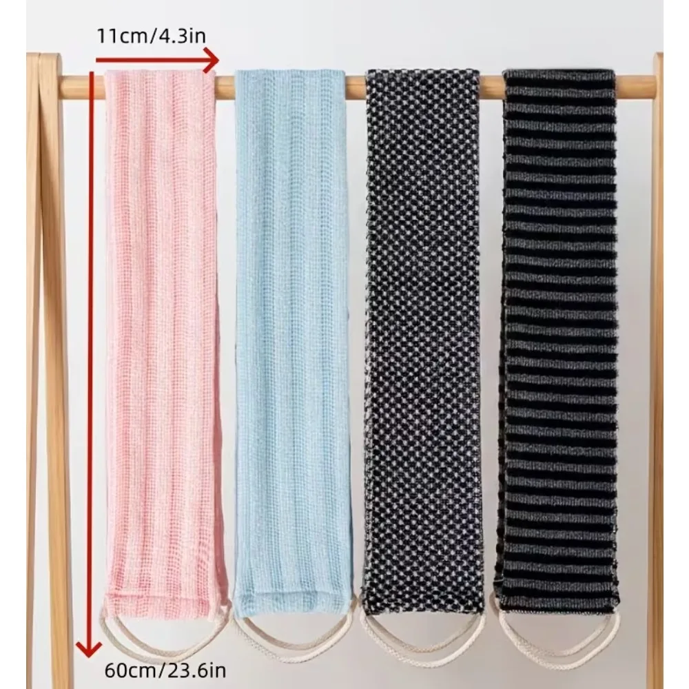 Long Exfoliating Back Scrub Strap with Rope Handles Shower Body Wash Belt Dead Skin Remover Strip Bathroom Cleaning Accessory