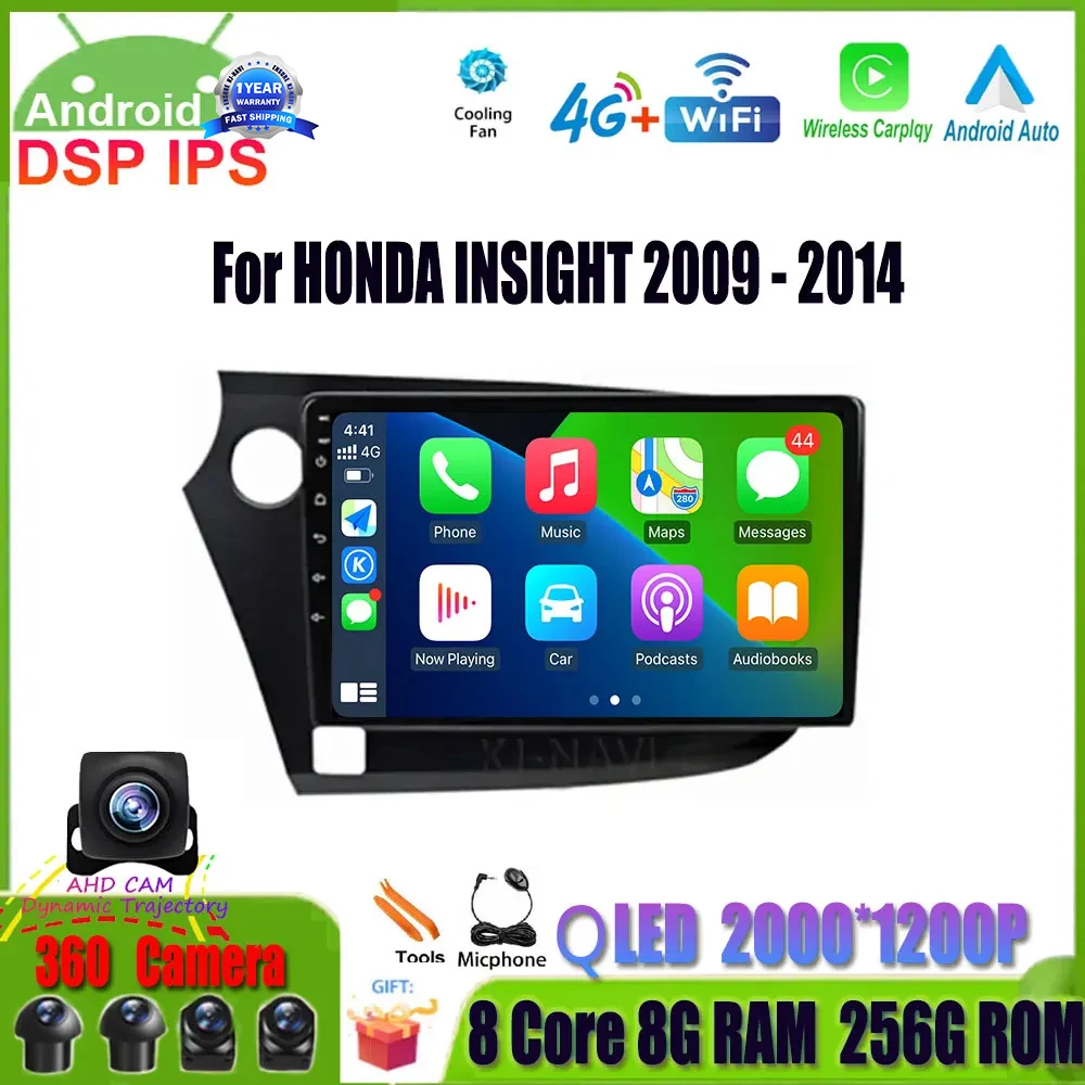

QLED For HONDA INSIGHT 2009 - 2014 Android 14 Car Radio GPS Navigation DSP Carplay Multimedia Player Auto Stereo NO 2DIN DVD